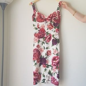 New Collection D&G Peony-Print Silk Dress